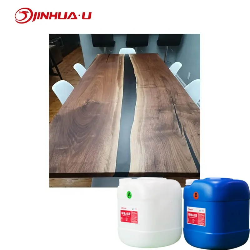 Tow Components Epoxy Resin And Hardener For River Table Crystal Clear Table Resin