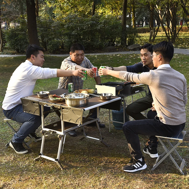 Bulin C650 Camping Trailer Use Aluminium Kitchen BBQ Outdoor Camp Kitchen Cookware Sets Kitchen With 4 Stools