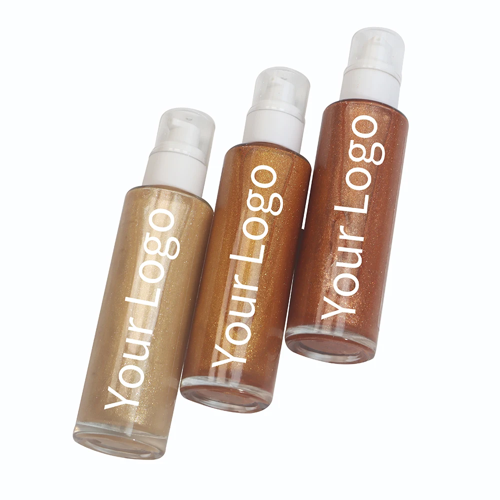 Wholesale Cruelty Free Vegan Private Label Makeup Face Shimmer Liquid Highlighter Contour Body Bronzer Oil