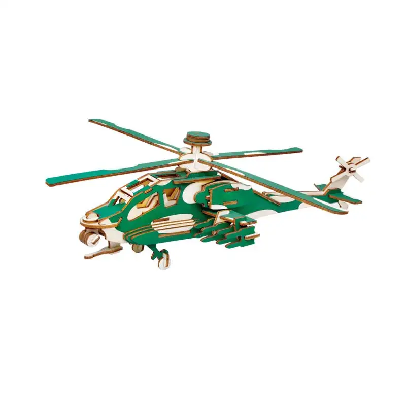 OEM 3D Wooden assembly weapon  Apache helicopter model toys wooden assembly airplane toy