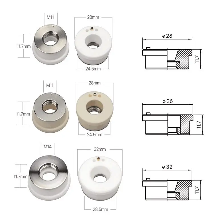Fiber Laser Ceramic Ring D28 D32 For Raytools WSX Precitec Laser Cutting Head Laser Nozzle Hold