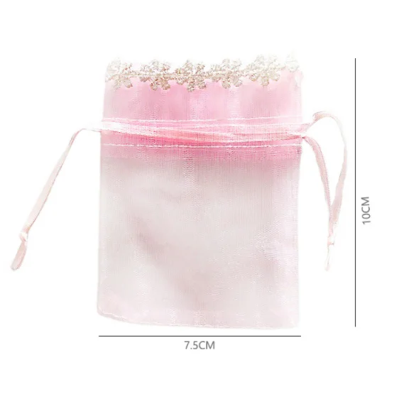 Lace wedding candy jewelry cosmetics gift organza drawstring bag