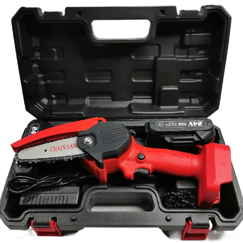 Mini Chainsaw with 2 Batteries 2 Chain, 4-Inch Cordless Chainsaw Battery Powered with Safety Lock , Handheld  Electric Chainsaw