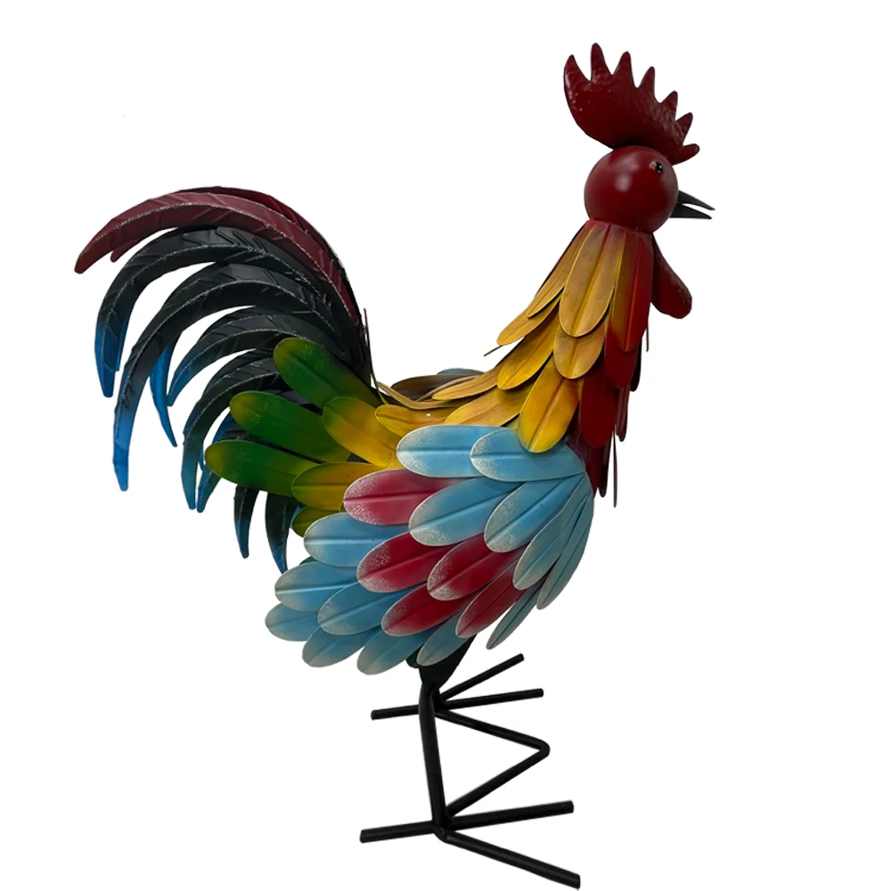 Personalized outdoor crafts metal rooster statue outdoor patio garden chicken decoration backyard patio lawn decoration