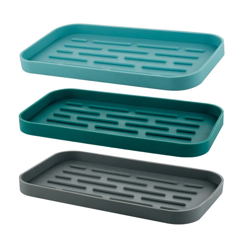 Factory Hot Sale Kitchen Rack Shelf Tray Sink Organizer Silicone Sponge Holder Tray For Kitchen Tool