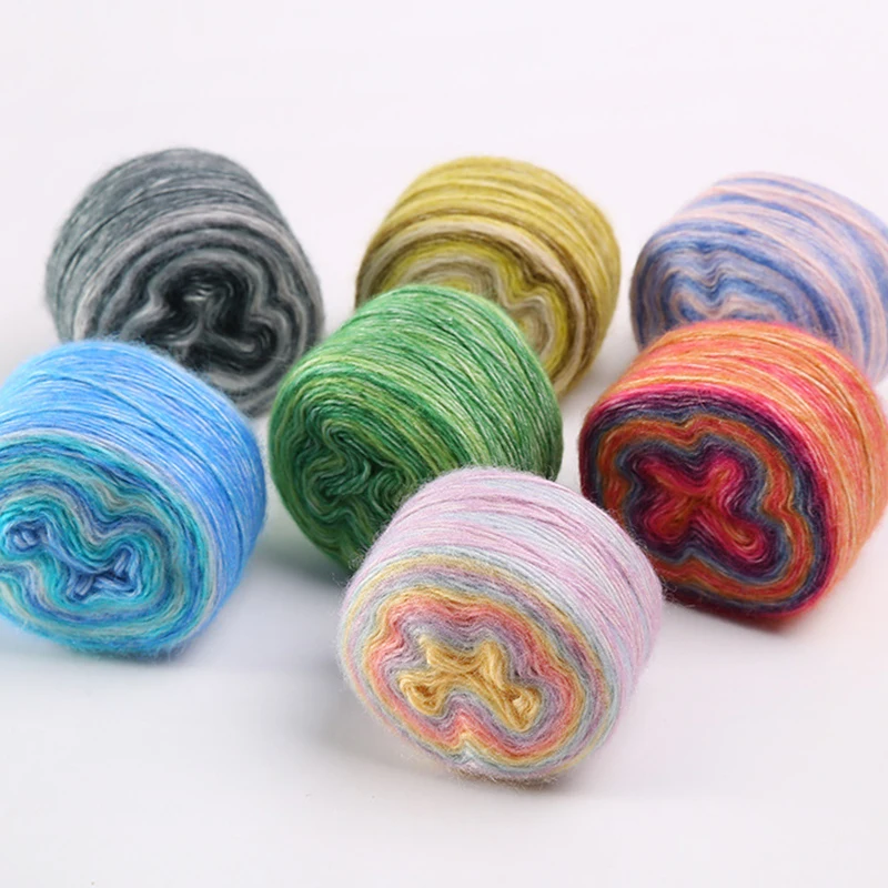 ZENGLONG yarn wholesalers 100g 60% cotton 40% acrylic blended cakes yarns hand knitting 1ply 2S gradient colors cake yarn
