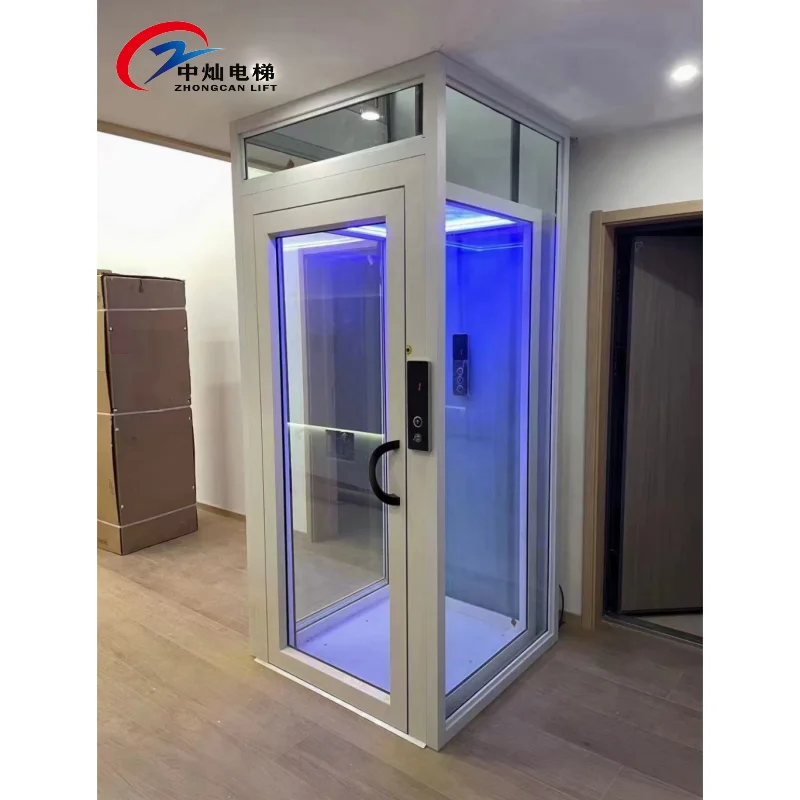 CE high quality panoramic glass 2 person elevator/two side opening elevator/500kg elevator