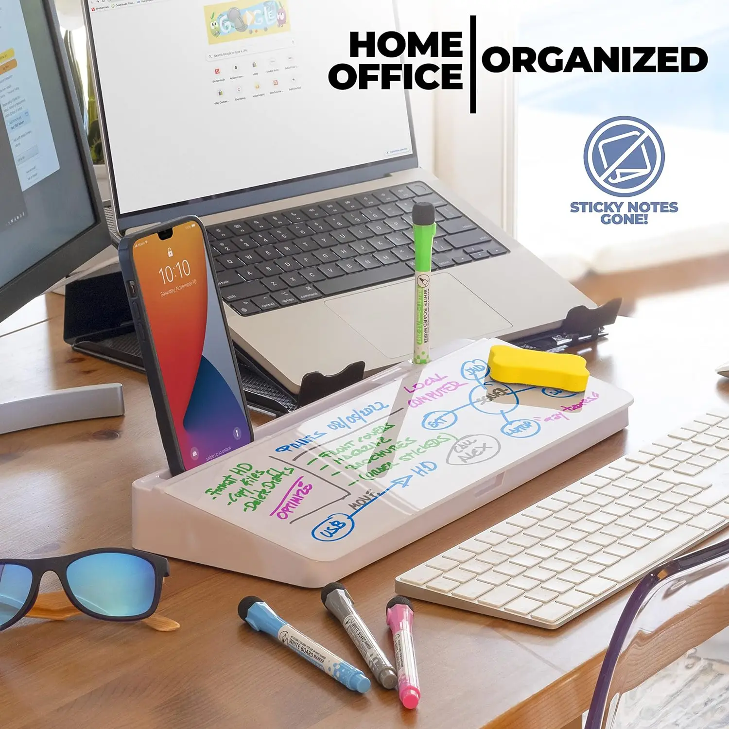 Office Glass Dry Erase Desktop Whiteboard Storage Organizer Keyboard Stand Whiteboard for Desk