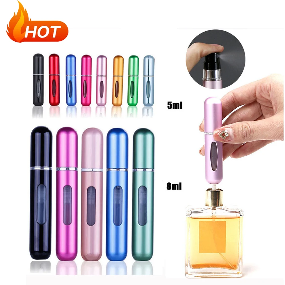 8ml miniature refillable portable perfume atomizer sample bottles 5ml metal spray mini glass bottles