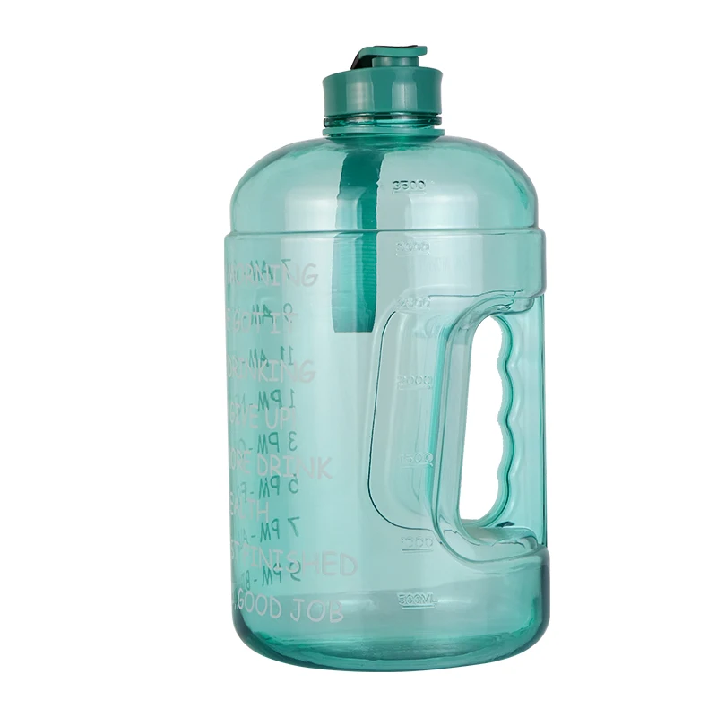 big mouth 3.78l transparent plastic gallons for water, gallon measuring kettle for sports, gym bottles with time marker