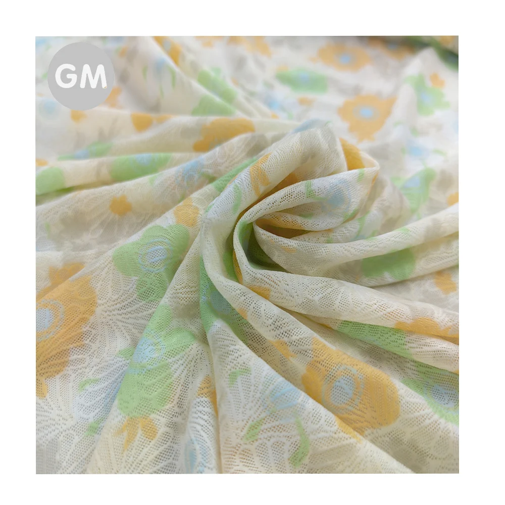 LACE PRINTED FABRIC NYLON 4WAY SPANDEX KNIT FABRIC FOR CLOTH