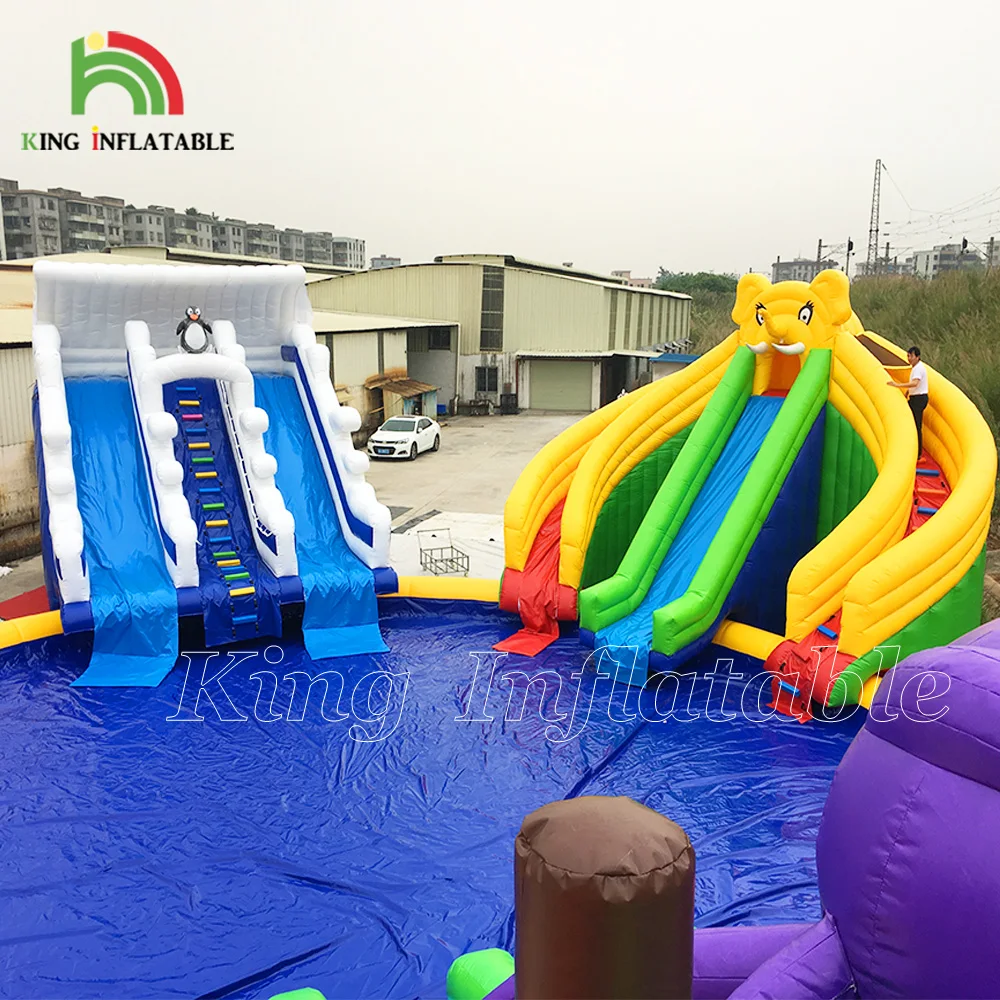 Large Inflatable Land Water Park Pool Outdoor Inflatable World Swimming Climbing Slide Ground Water Parks