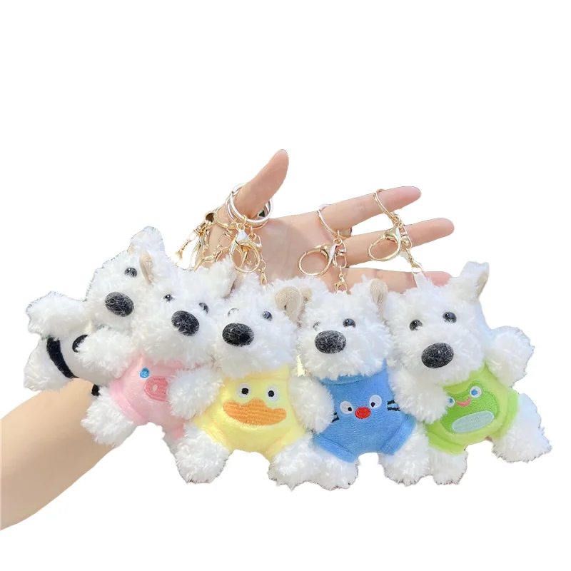 12cm HOT Design plush doll dog Puppy west highland white terrier keychains Toys bag hanging stuffed animal toy For Claw Machine