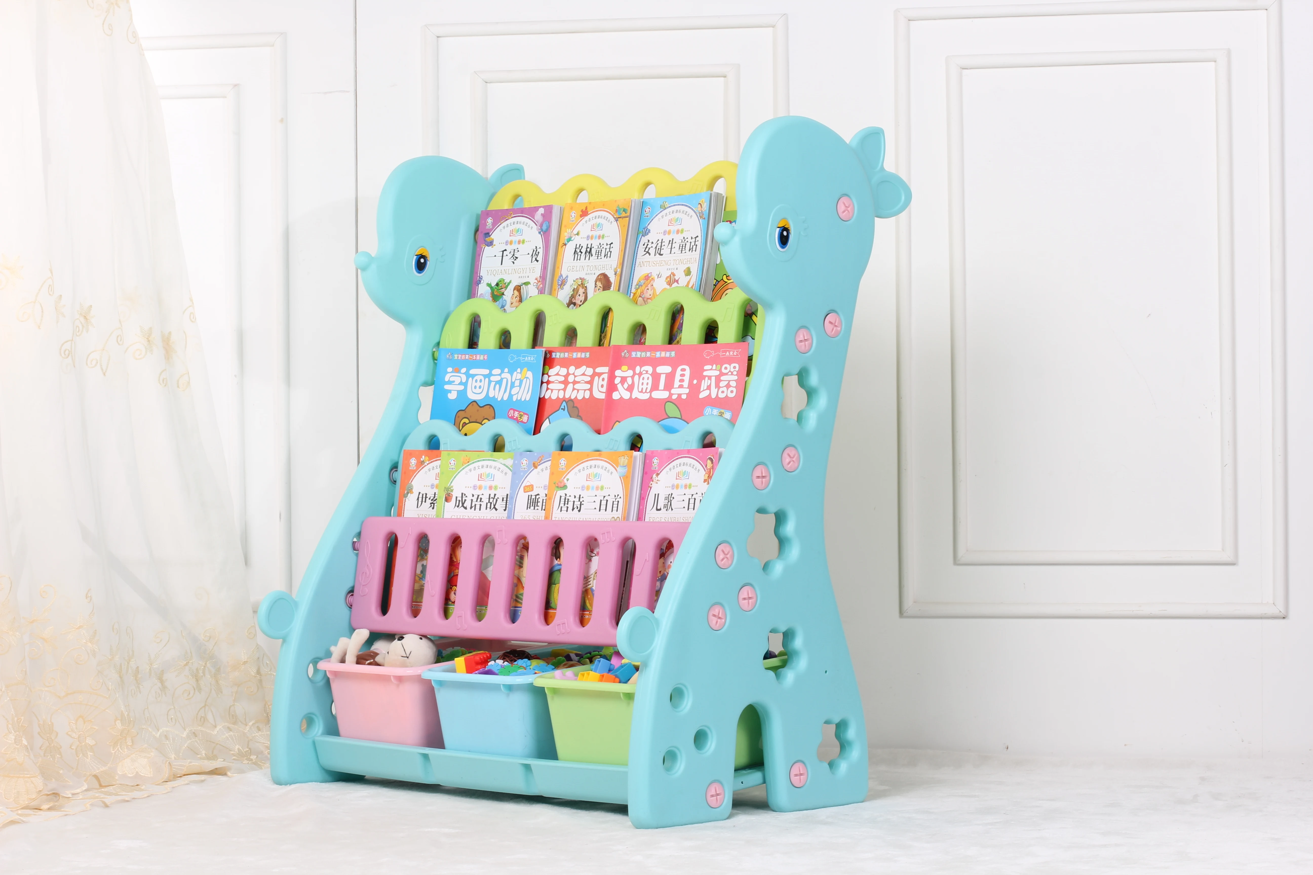hot sale  double use plastic children  bookself for sale