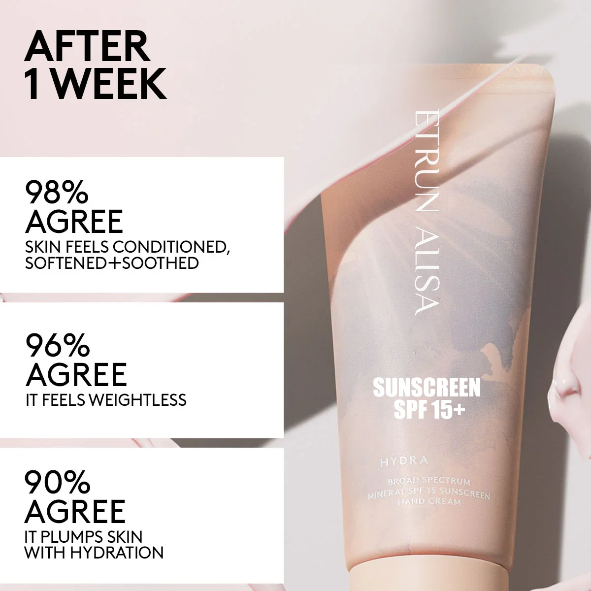 ETRUN ALISA Custom Korean Broad Spectrum Mineral Waterproof non-greasy SPF 15 Sunscreen lotion face & hand Moisturizer