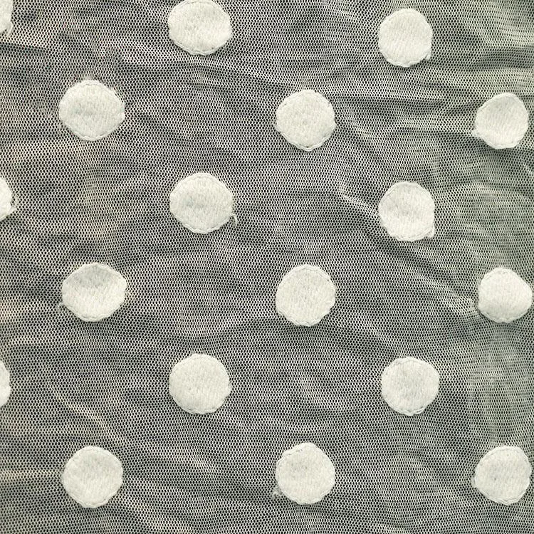 Wholesale price 100% polyester embroidered mesh polka dot customized pattern dress fabrics