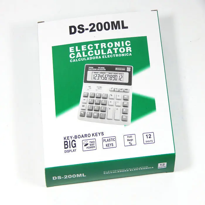 50PC/lot Direct selling DS-200ML solar calculator battery 12-bit computer office custom dual power supply