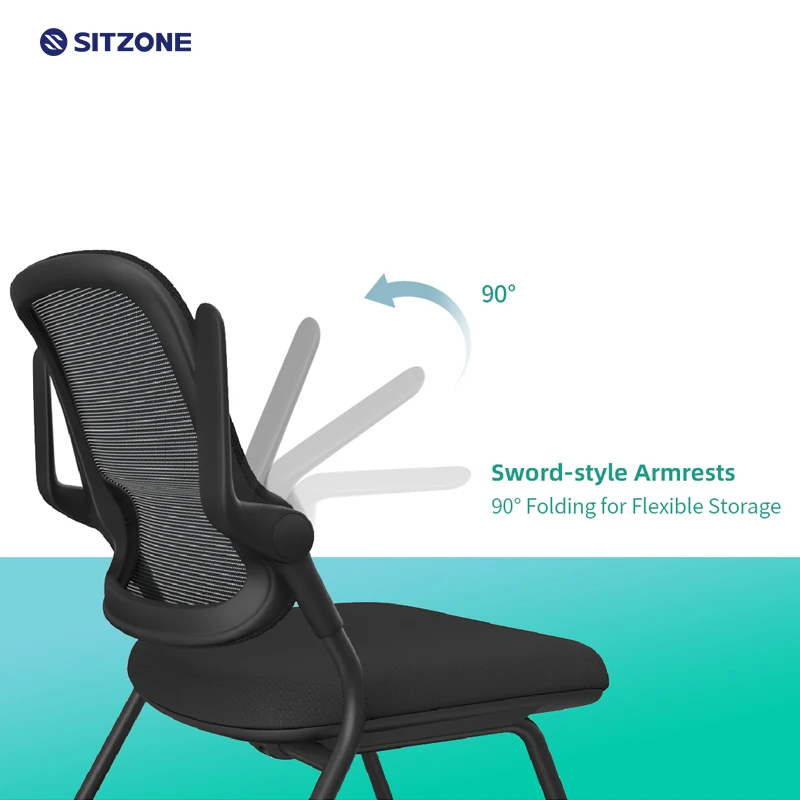 Sitzone Adjustable Ergonomic School Student Training Chair Mesh Seat with Writing Tablet Office Conference Visitor Chairs