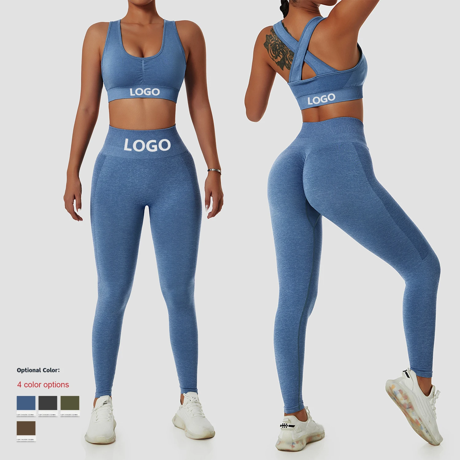 Wholesale Ropa Deportiva Custom 2 Piece Sport Wear Sets Women Yoga Clothing High Waist Gym Fitness Workout Leggings Yoga Set