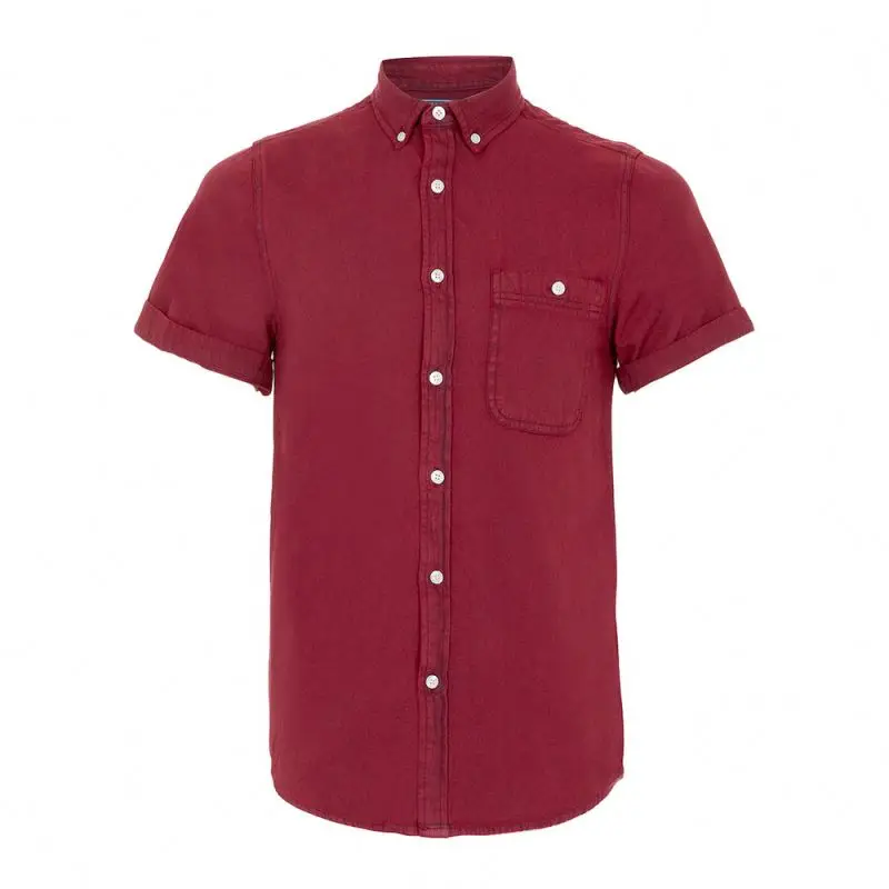 
Burgundy short sleeve oxford men clothing casual mens formal shirts 