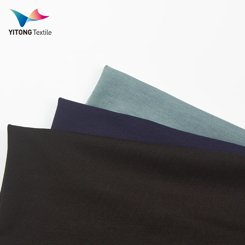 Wholesale 170 gsm Interlock Knit Fabric 55% Cotton 36% Polyester 9% Spandex Fabric for t-shirt