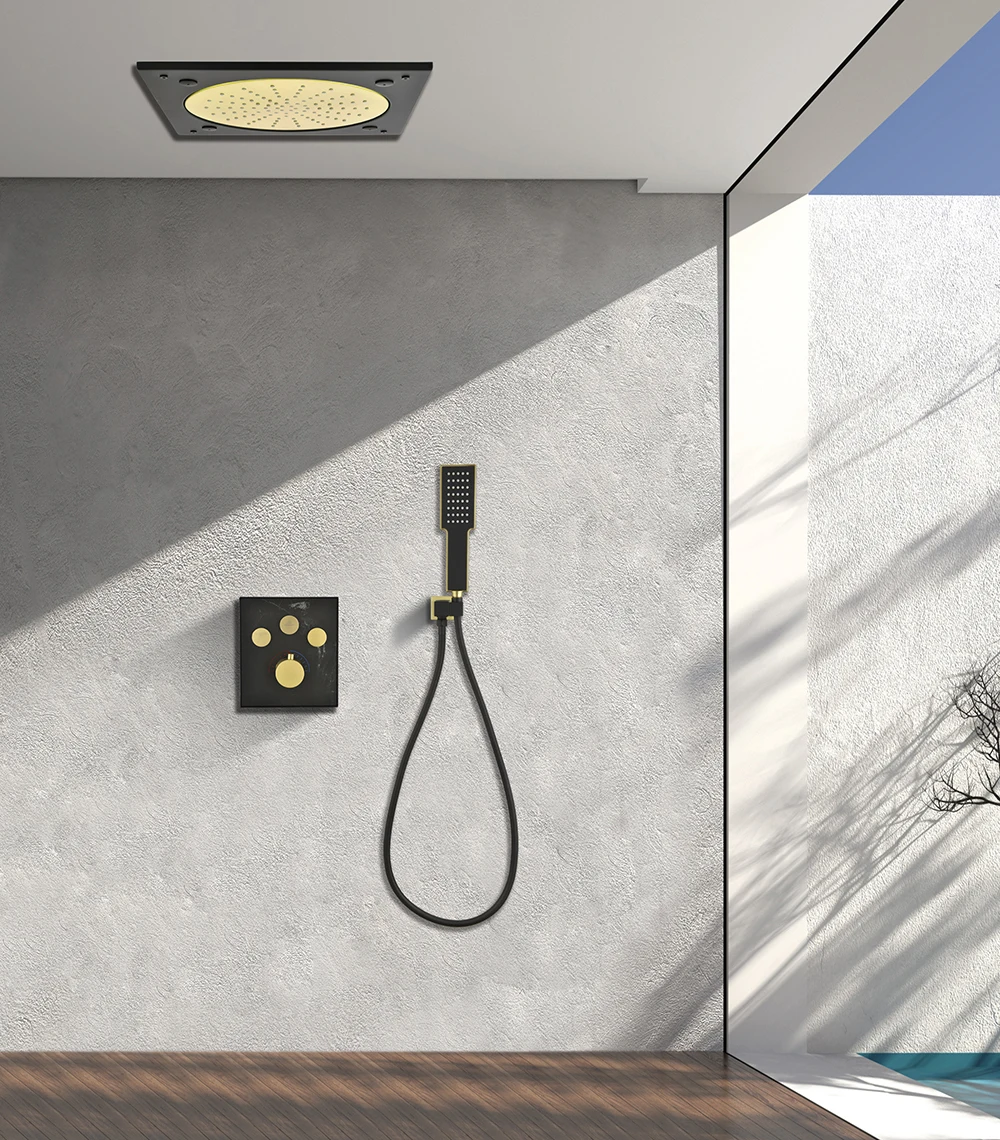 280x280mm Square Canopy Showerhead with Hidden Installation and Three Function Buttons, Featuring Mist Spray