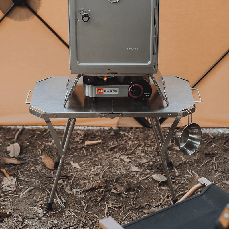 Homful Outdoor Camping Furniture Stainless Steel Portable Folding Glamping Table