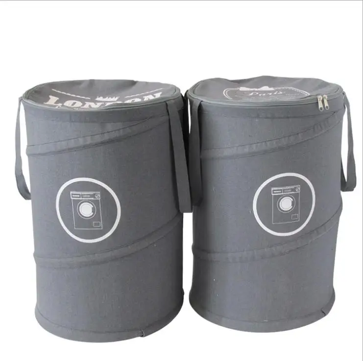 JUSTOP Folding Basket Plastic Rolling Basket with Lid Folding Laundry Basket Oval