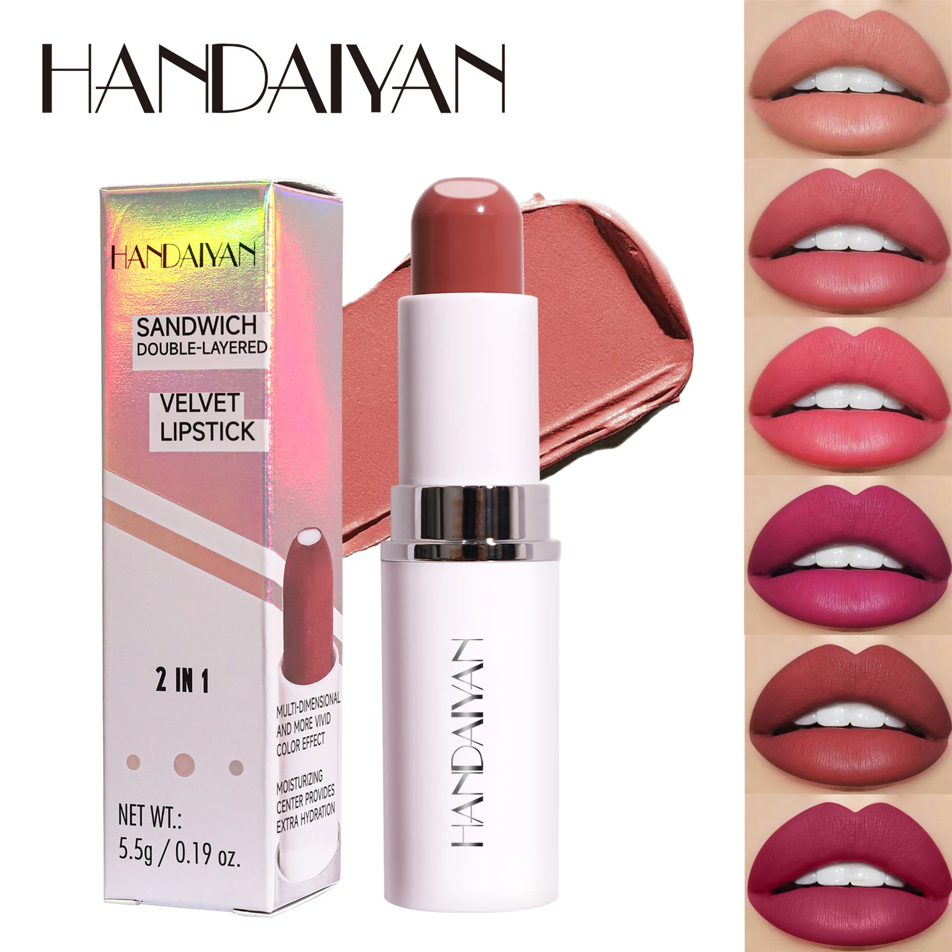 New Design 2 in1 Matte Lasting Lipstick Non Fading Lipstick Lip Care Makeup