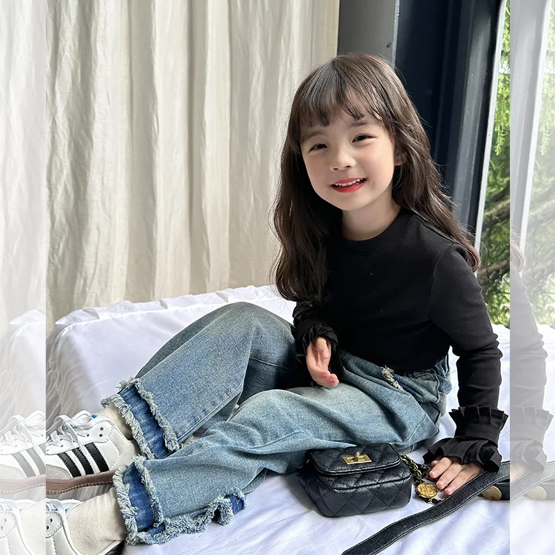 Wholesale 2 -10 T Wholesale Casual Retro Children Baby Overalls Wear Kids Boys Blue Girl Jeans Denim Pants for Children