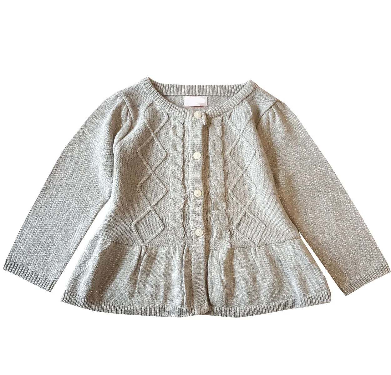 Wholesale ready stock high quality Fashion cute little girl cardigan dress design infant cable knit cotton cardigan 2-6 years
