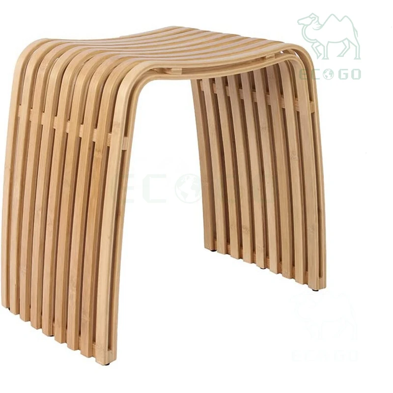 Leisure Natural Bamboo Shower Seat Reusable Shower Stool For Bathroom Well-Designed Changing Shoe Wooden Stool