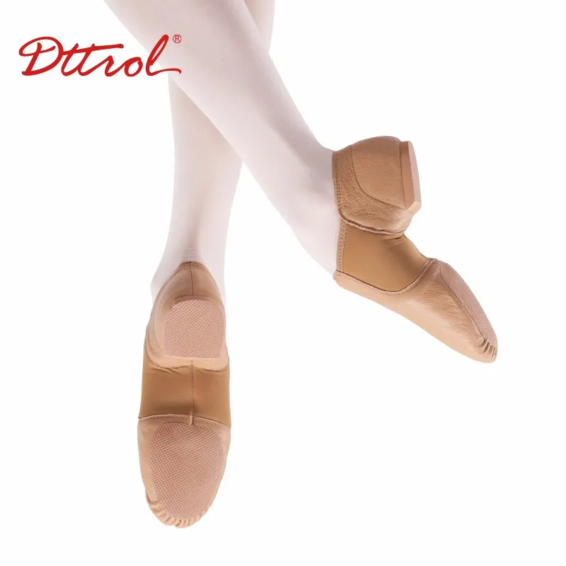 Dttrol New arrivals wholesale split sole Classic Style genuine leather jazz dance shoes stretch fabric shoes