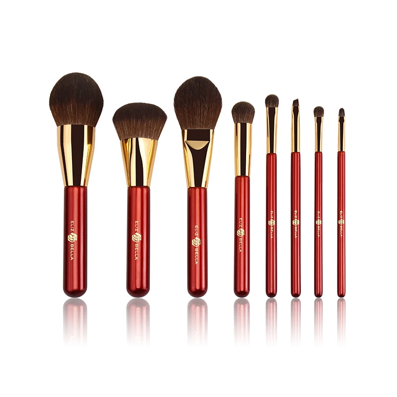 Professional Quality Makeup Brush Set,Gold Copper Ferrule And Wooden Handle,Beauty Cosmetic Packaging Box