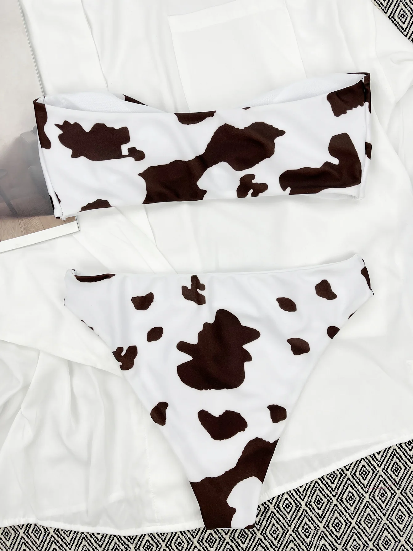 Luxury 2022 Bathing Suits for Women High Waist Cow Print Bikinis without Braces Animal Print Bikini Set