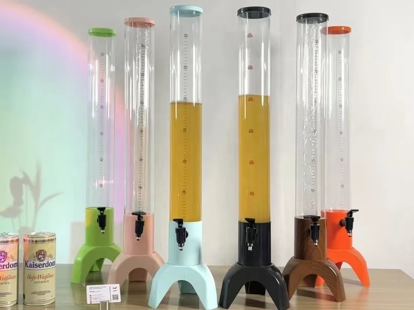 Best-selling Drinking beer tower 3.0 liter Beer Dispenser Tap Portable Led Light with stainless steel ice tube
