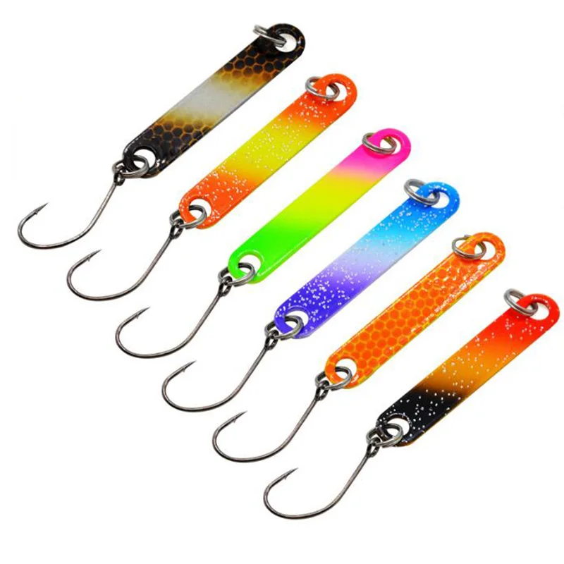 New style 6 Colors 4cm 2g Spoon copper Fishing Lure Swim Bait Isca Artificial Trout stick Lure Fishing Sequin Metal Spoons Lure