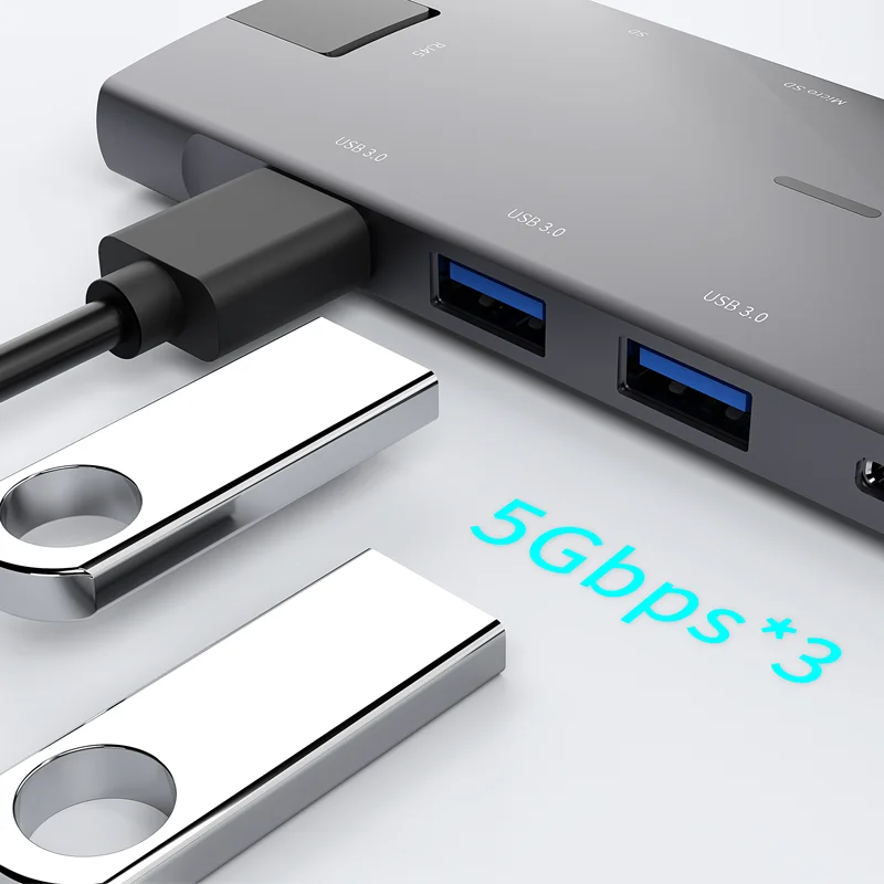 9 Port Type C USB Hub to RJ45 Gigabit Ethernet Dual USB C Docking Station For MacBook Pro Laptops USB Hub