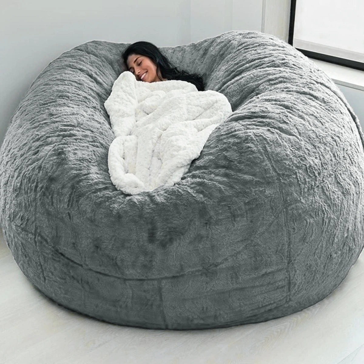 Storage Soft Fluffy Bean Bag Cover Home Sofa chair Cover No Filler Bean bag Lazy Sofa Bed Cover for Bedroom