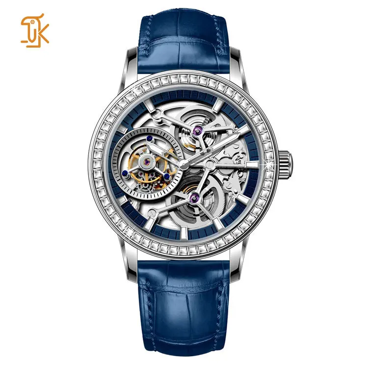 Unique Luxury Skeleton Tourbillon Diamond Automatic Watch For Men Expensive Moissanite Mechanical Watch OEM LOGO Manufacturers
