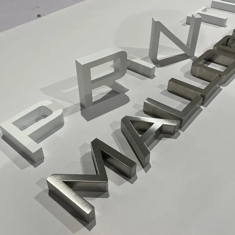 Custom Business Signs Indoor Silver Brushed Metal Alphabet Letters Logo Office 3D Reception Sign For Wall