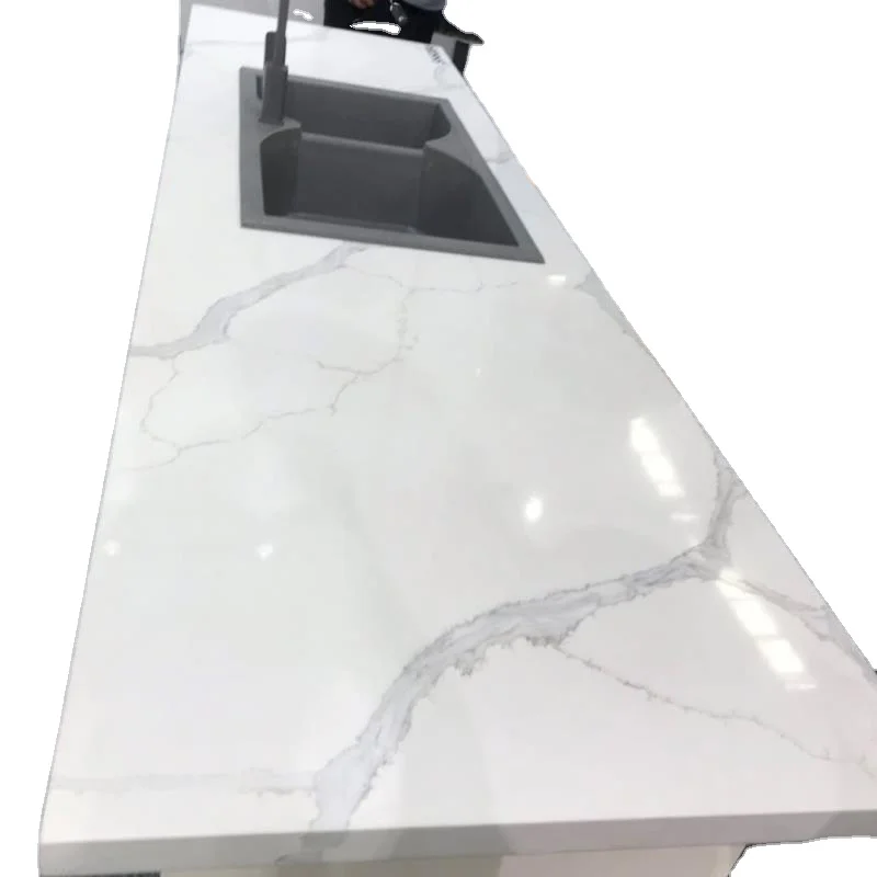High performance polished white  quartz vanity tops kitchen counter tops table tops