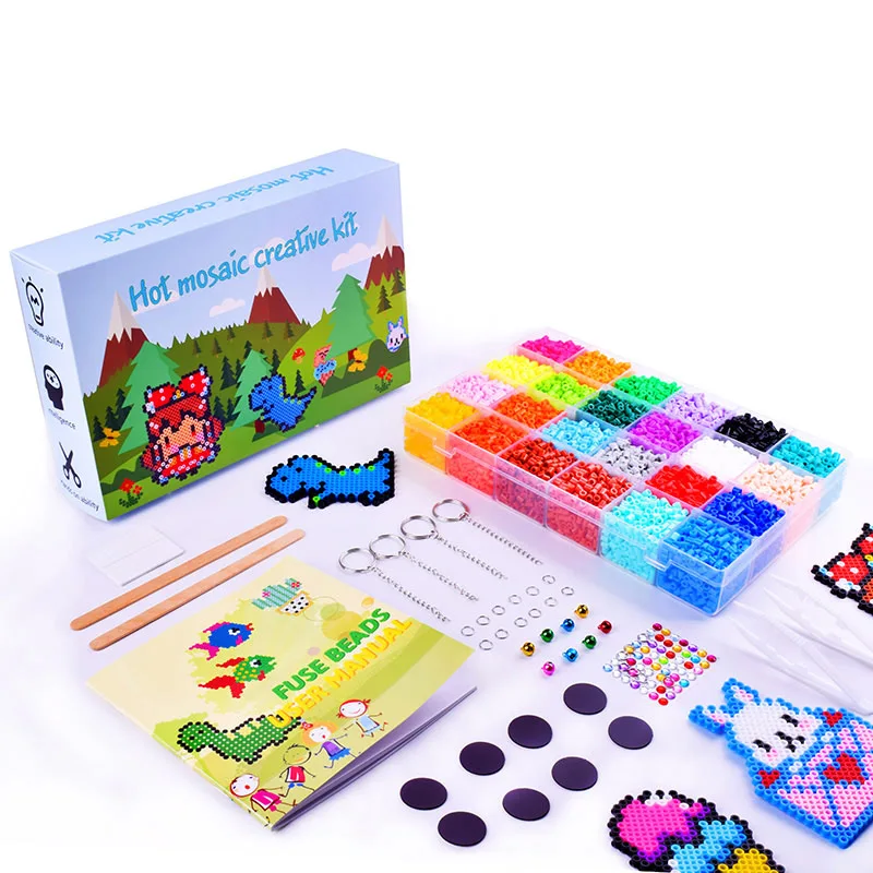 2024 Factory Custom 10000PCS Iron Fuse Hama Beads Non-Toxic Kid Toys DIY Ironing Perler Fuse Beads Kit with Gift Box