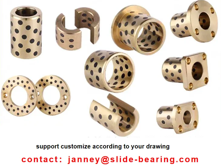 Graphite Plugged Bronze Bushings custom graphite impregnated brass bushing flanged brass bushing with 4 holes
