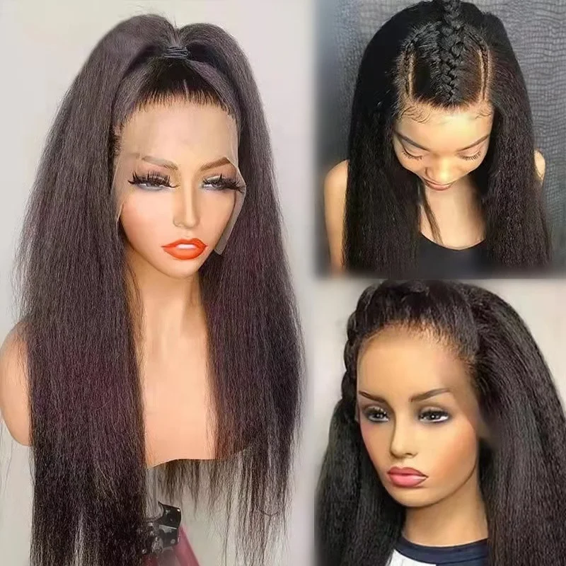 Fuxin Wholesale Glueless Kinky Straight Wig Human Hair Lace Front Hd Lace Frontal Wig Raw Vietnamese Hair Wigs for Black Women
