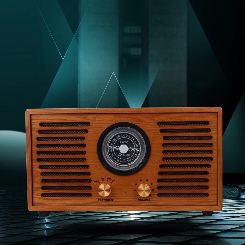 antique wooden stereo home radio with built-in speakers fm portable radio with bt