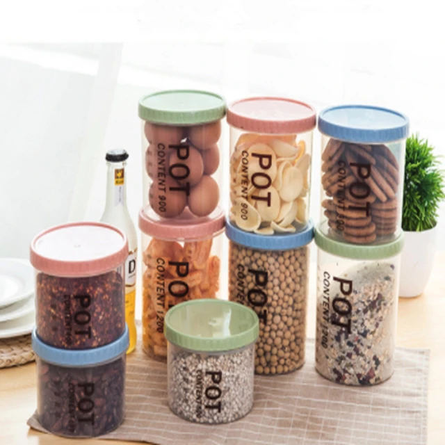Food Storage Canister With Lid Logo BPA Free Durable Customizable OEM Box Plastic Storage Canister Plastic Jars