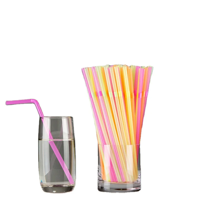 Custom Slanted Plastic Milk Bubble Tea Milkshake Smoothie Drinking Straws Jumbo Plastic Straws Individually Wrapped Logo Printed