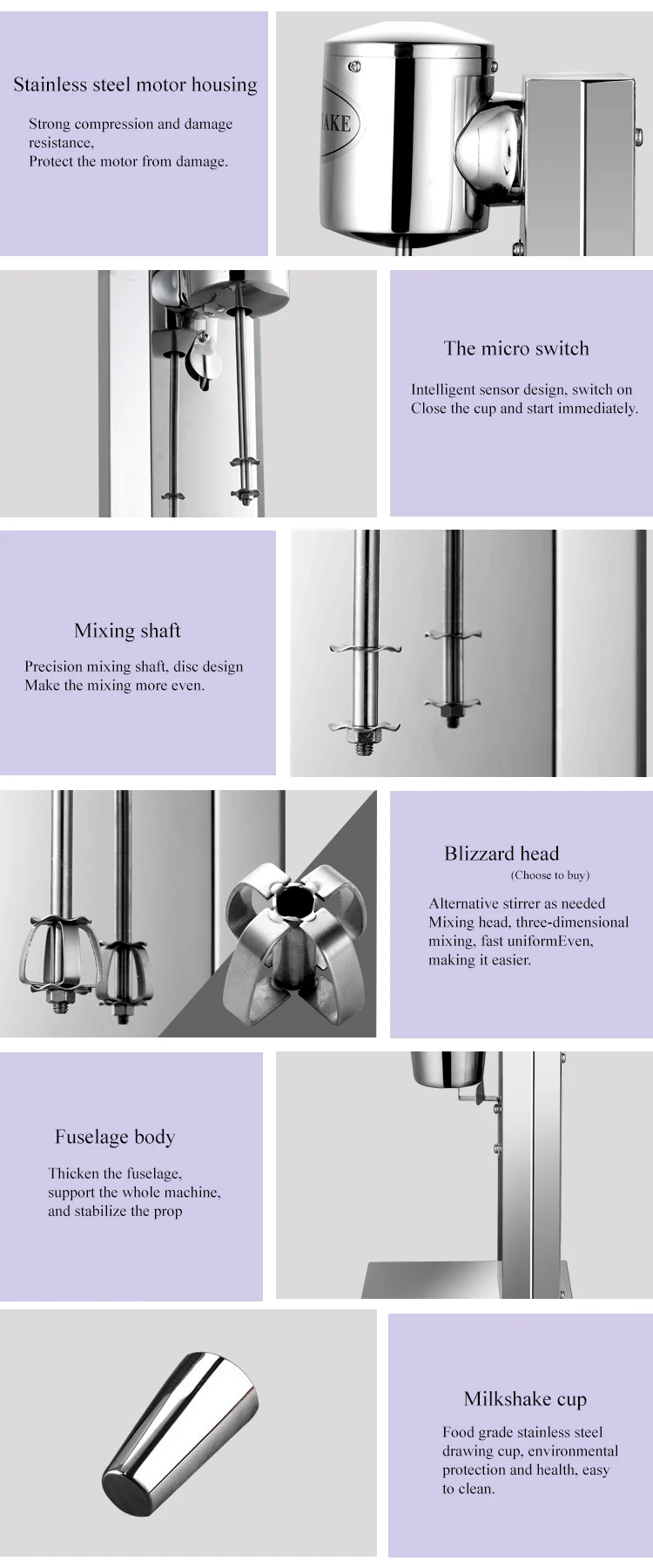 Dual Head Milkshake Machine Stainless Steel Milk Shake Machine 2 Speed with Cups, Smoothie Mixer Blender Cocktail Mixer Maker