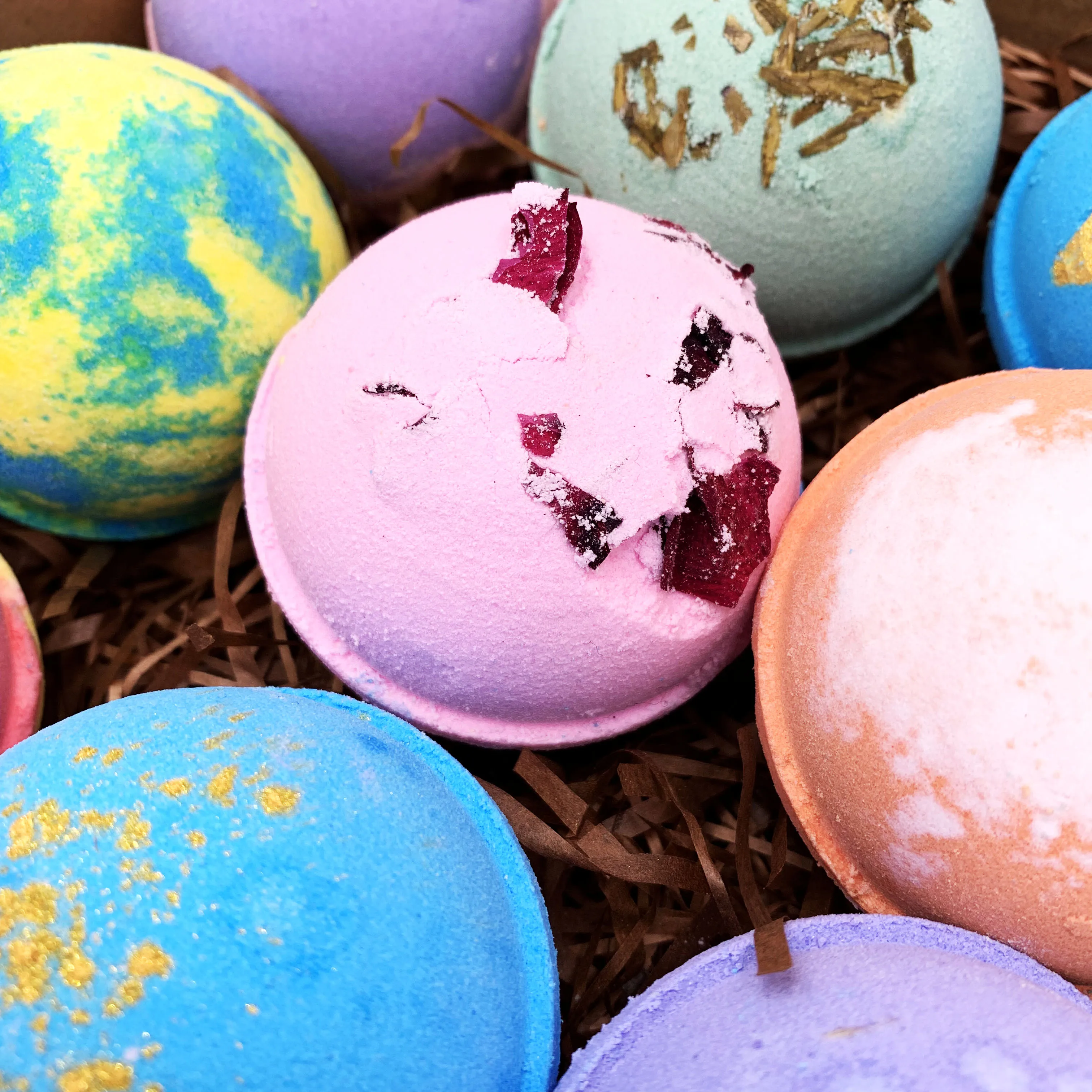 OEM/ODM12pcs set colorful bath salt balls bath balls bath bombs with petal